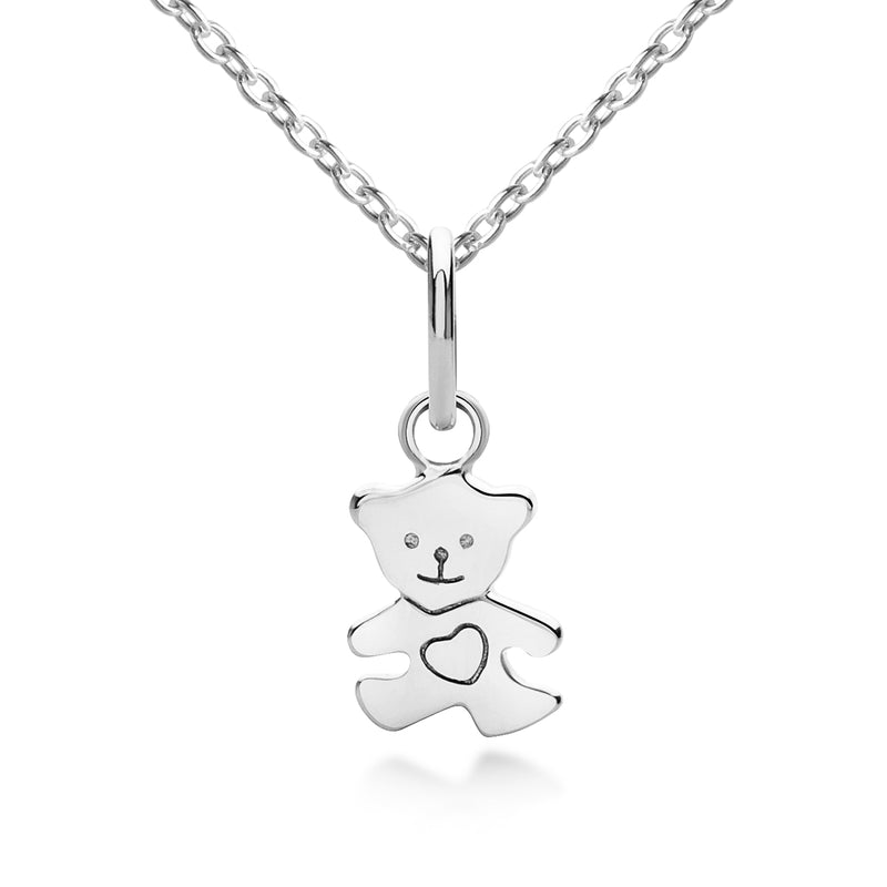 Girl's Teddy Pendant & adjustable sterling silver Necklace