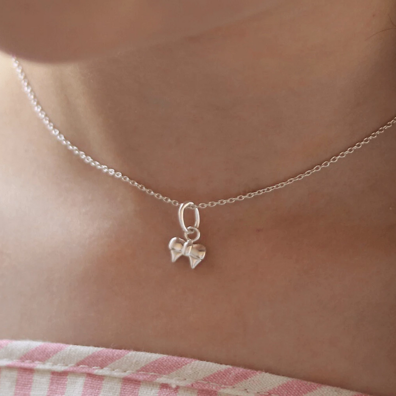 Ribbon Bow Pendant in Sterling Silver