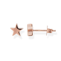 Front and side view of our chidrens star studs in rose gold