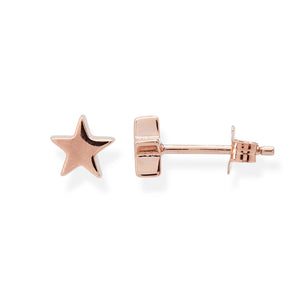 Front and side view of our chidrens star studs in rose gold