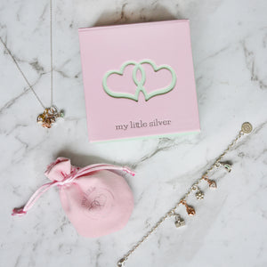Girl's Teddy Bear Pendant & Necklace Silver Gift Box