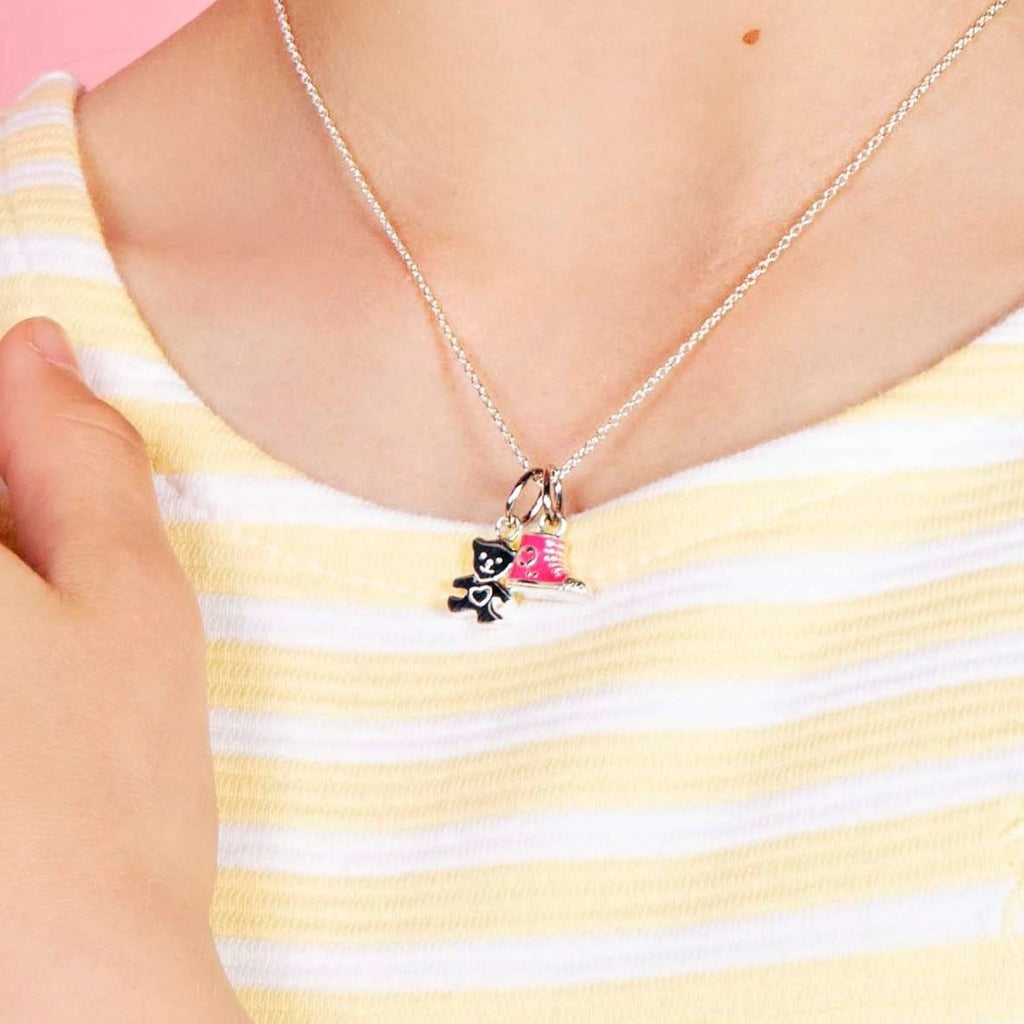 Children's teddy Pendant & necklace - sterling silver