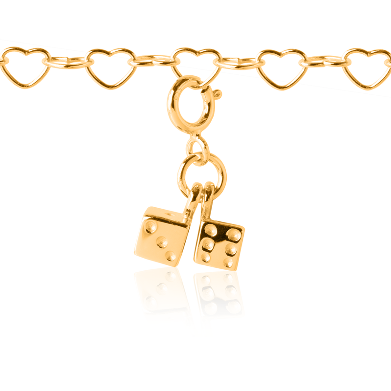 Interchangeable girl's charms - dice charm in gold