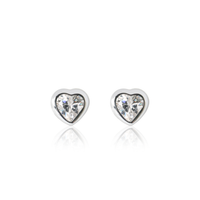 Children's Sparkle Heart Earrings - Sterling Silver