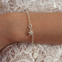 Silver Girl's Flower Charm on Silver Children's Charm Bracelet